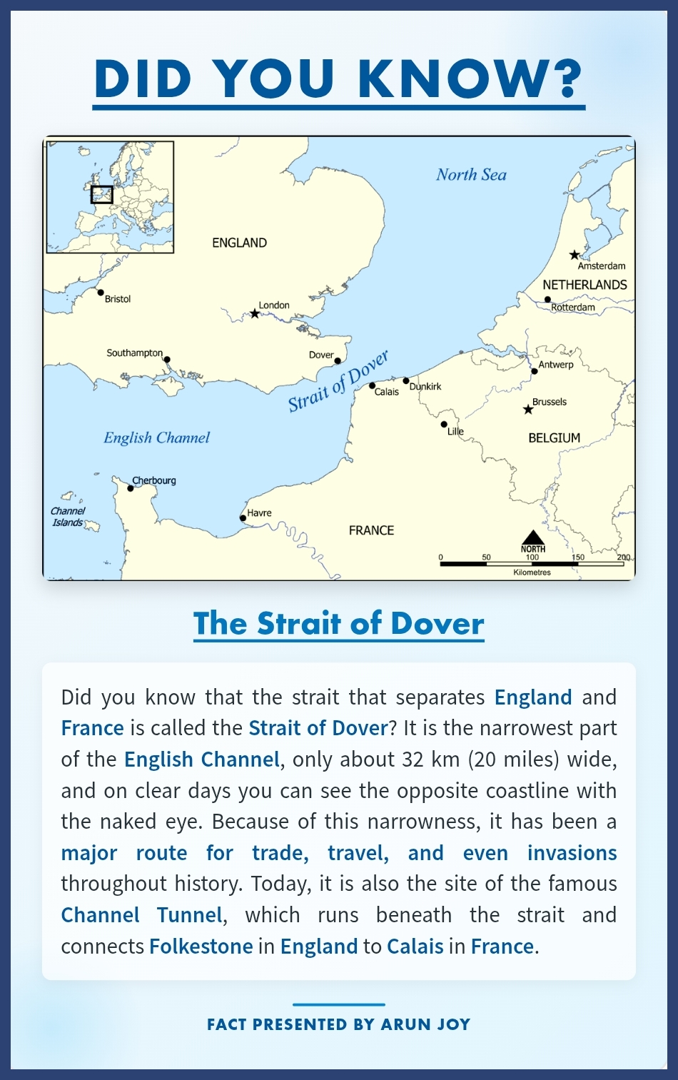 The Strait of Dover — fact poster presented by Arun Joy